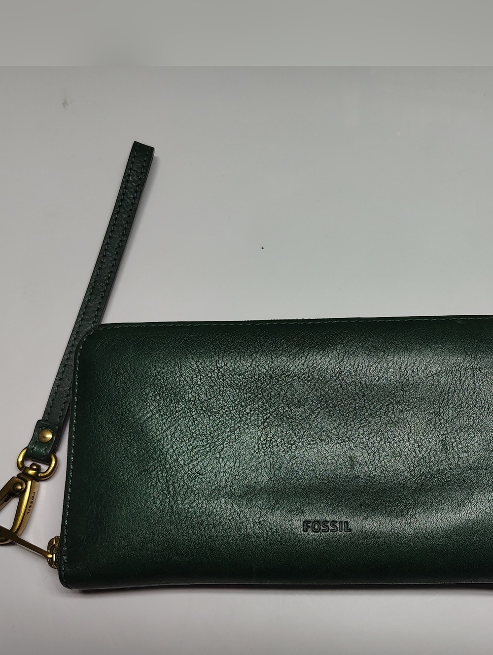 Fossil Emma RFID Large Zip Clutch Alpine Green